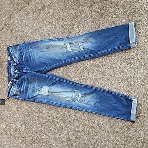 Mavi Emma Slim Boyfriend Distressed Denim Jean size 27 Exposed Knees